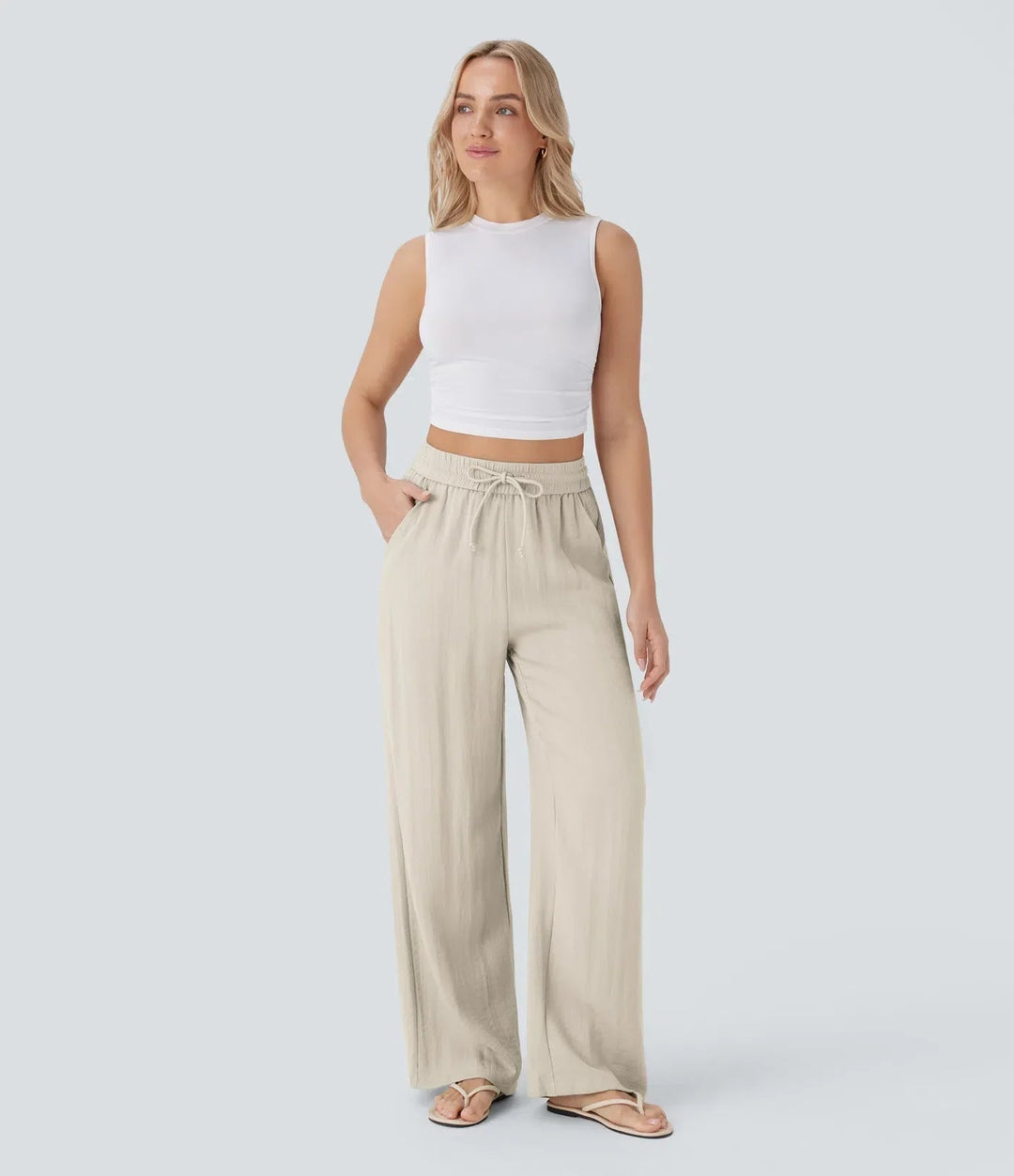 LENA | Eleganckie lniane spodnie o lekkim kroju