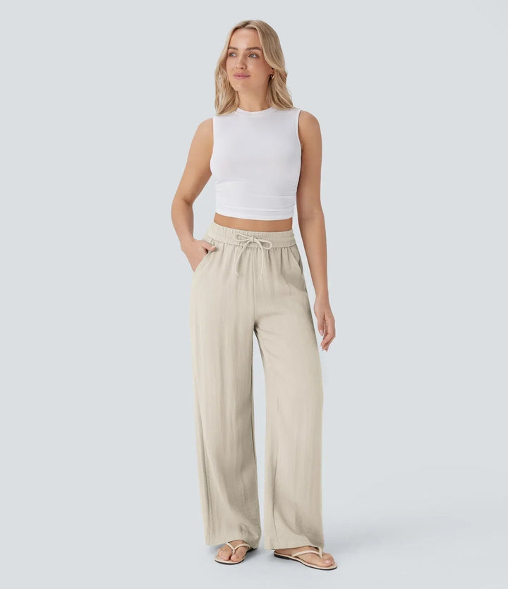 LENA | Eleganckie lniane spodnie o lekkim kroju