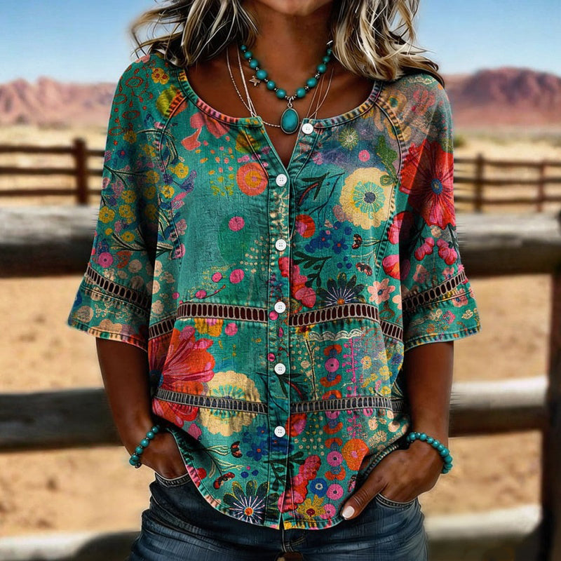 KARA | Vintage Floral Print Blouse