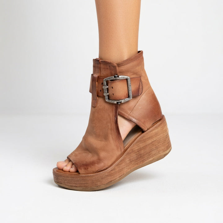 Sade | Open-toe Wedge Booties in Modern Style