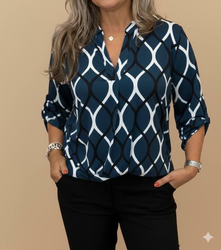 KRYSTYNA | Elegancka Bluzka z Subtelnym Wzorem