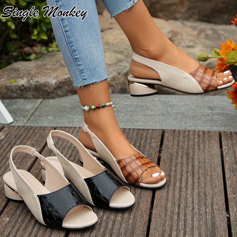 Eugenia | Eleganckie sandały slingback na stabilnym obcasie